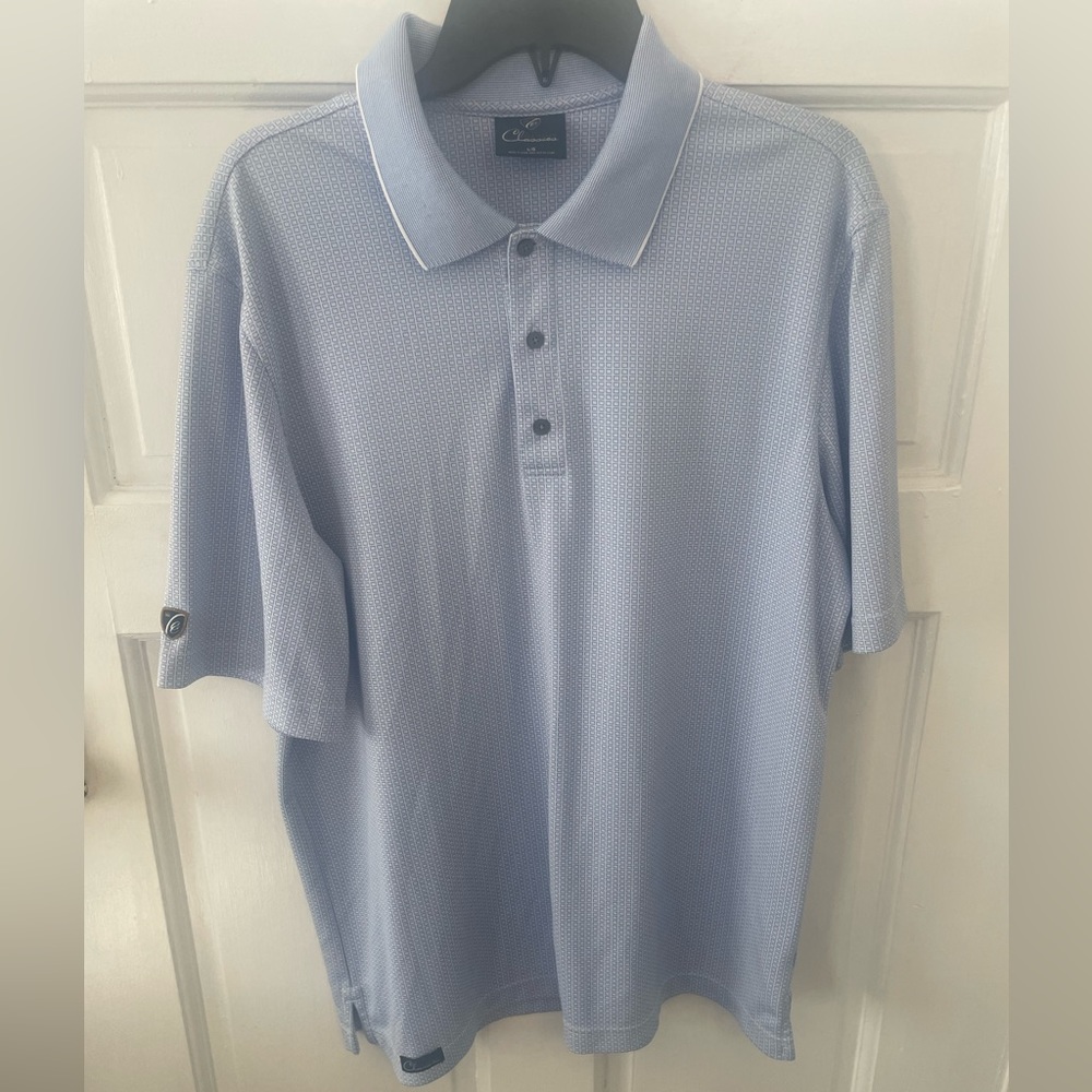 Cleveland Classics Mens Blue & White Collared Golf Shirt Size Large